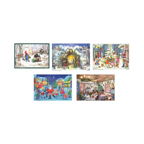 10 Stück SELLMER Adventskalender 800Quer Postkarten 5 Motive sortiert 4025985808027 SELLMER