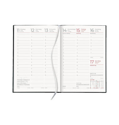 Buchkalender 766-0701, Recycling, farbig sortiert, 1 Woche / 2 Seiten, 14,6x21cm (A5), 2025