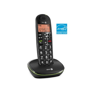Schnurloses Seniorentelefon doro PhoneEasy 100w Optische Anrufsignalisierung Beleuchtetes Display Schwarz