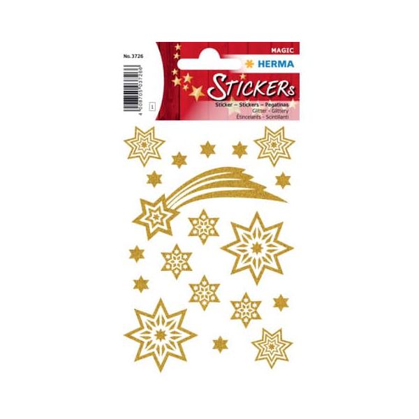 10 Stück Herma 3726 Glitter Weihn.Schmucketikett Sterne 4008705037266 Herma 19 Stück