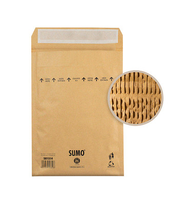 Papierpolstertaschen SUMO 1514 14 D, 30000883, innen 175x265mm, Haftklebung mit Abdeckstreifen, braun