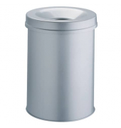 Papierkorb Safe 330523, mit Flammlöschkopf, 15 Liter, rund, silber