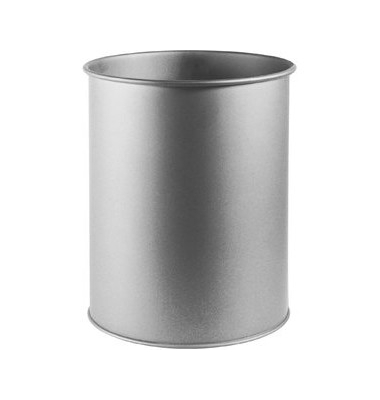 Stahlpapierkorb Business 15 Liter silber