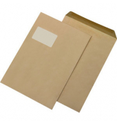 Versandtaschen 30005447, C4, mit Fenster, nassklebend, 90g, braun