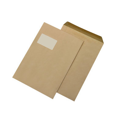 Versandtaschen 30005447, C4, mit Fenster, nassklebend, 90g, braun