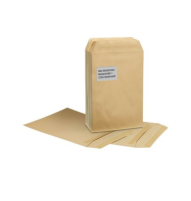 Versandtaschen 30007500, C4, mit Fenster, selbstklebend, 90g, braun