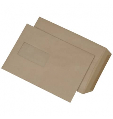 Versandtaschen 30006873, C5, mit Fenster, nassklebend, 90g, braun