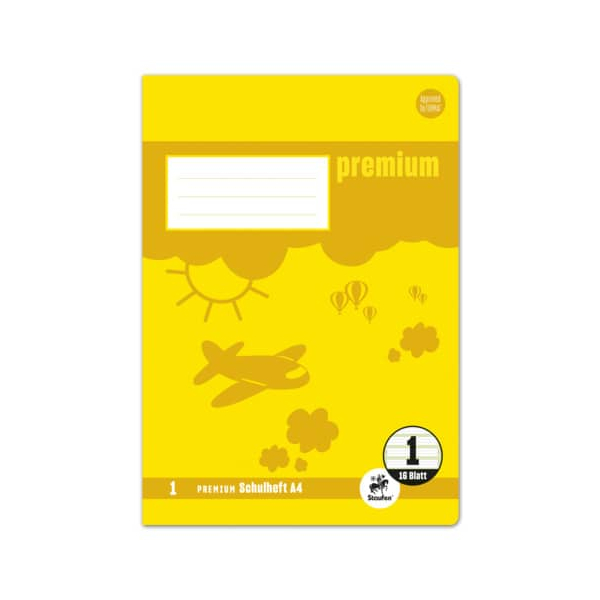 4006050103315 - Schulheft 734010331 Premium Lineatur 1   Schreiblern-Lineatur   keine A4 90g gelb 16 Blatt   32 Seiten 4006050103315 Staufe