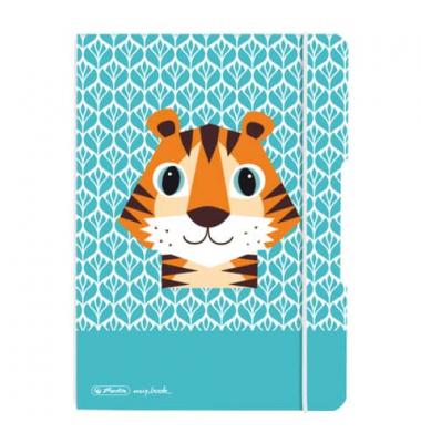 Notizbuch 50039821, Aufgabenheft Cute Animals - Tiger, blau, A5, punktkariert, 80g, 40 Blatt / 80 Seiten