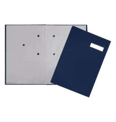 Unterschriftenmappe 24052-22, A4 5 F&auml;cher Karton blau