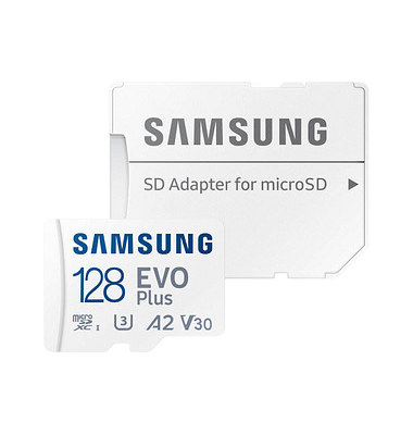 Speicherkarte EVO Plus MB-MC128KA/EU, Micro-SDXC, mit SD-Adapter, V30, bis 130 MB/s, 128 GB
