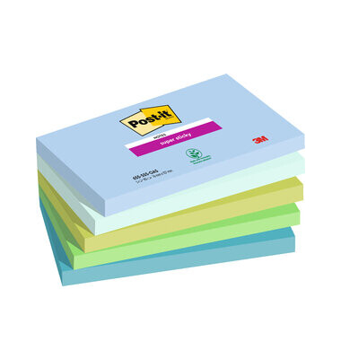 Haftnotizen 655-5SS-OAS, Super Sticky Notes Oasis Collection, 127x76mm, farbig sortiert (denimblau/mint/limonengr&uuml;n/immergr&uuml;n/se
