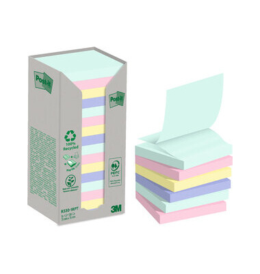 Haftnotizen R-330-1RPT-N, 76x76mm, mint/hellblau/gelb/flamingopink, quadratisch