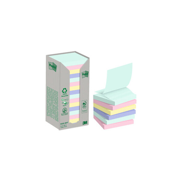 4054596926738 - Haftnotizen R-330-1RPT-N 76x76mm mint hellblau gelb flamingopink quadratisch 4054596926738 1600 Blatt