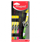 Textmarker FLUO DUO, 734127, Set, 1. Seite: gelb / 2. Seite: pink, grün, orange, 1-5mm Keilspitze