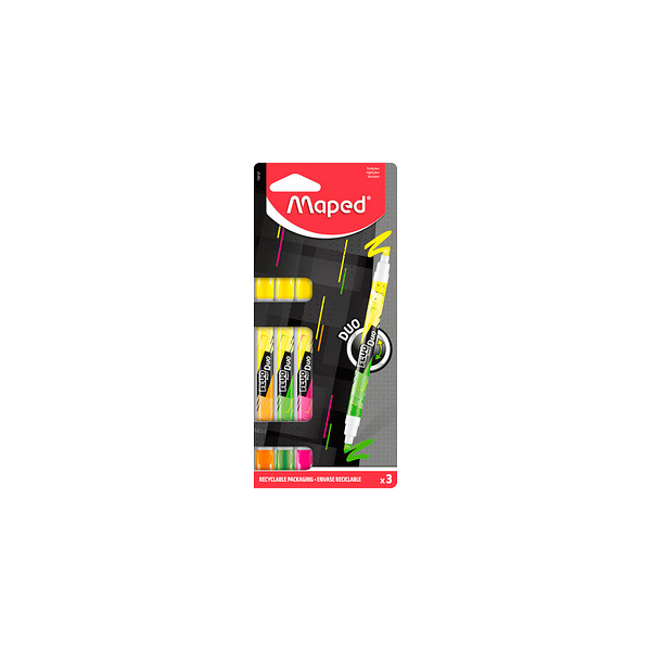 3154147341278 -  Textmarker FLUO DUO 734127 Set 1 Seite gelb   2 Seite pink grün orange 1-5mm Keilspitze 3154147341278 maped