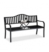 relaxdays 10026113_0 Gartenbank schwarz Metall 150,0 cm