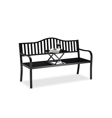 relaxdays 10026113_0 Gartenbank schwarz Metall 150,0 cm