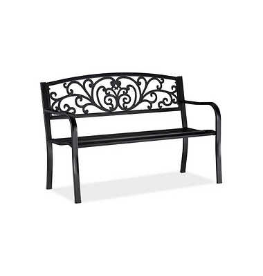 relaxdays 10026114_0 Gartenbank schwarz Metall 127,0 cm
