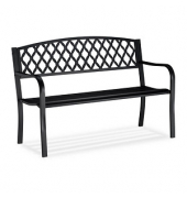 relaxdays 10026115_0 Gartenbank schwarz Metall 127,5 cm