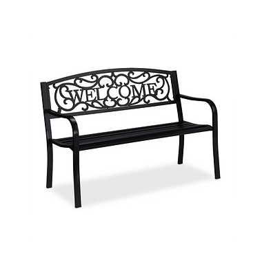 relaxdays 10030918_0 Gartenbank schwarz Metall 127,0 cm