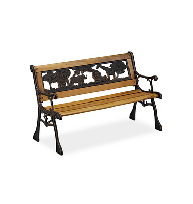 relaxdays Kinder 10030924_0 Gartenbank schwarz/braun Holz 83,0 cm