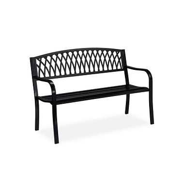 relaxdays 10030991_0 Gartenbank schwarz Metall 127,0 cm