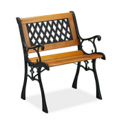 relaxdays 10030998_0 Gartenbank schwarz/braun Metall 62,0 cm