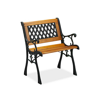 relaxdays 10030998_0 Gartenbank schwarz/braun Metall 62,0 cm