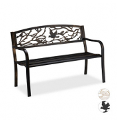 relaxdays 10030989_1254 Gartenbank braun Metall 127,0 cm
