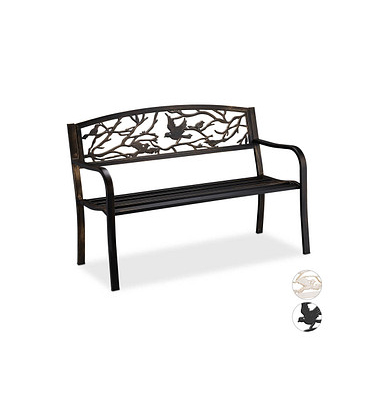 relaxdays 10030989_1254 Gartenbank braun Metall 127,0 cm