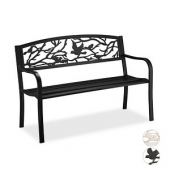 relaxdays 10030989_46 Gartenbank schwarz Metall 127,0 cm