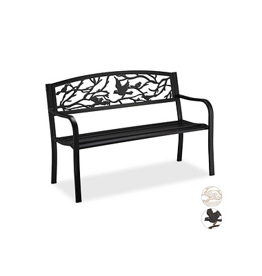 relaxdays 10030989_46 Gartenbank schwarz Metall 127,0 cm