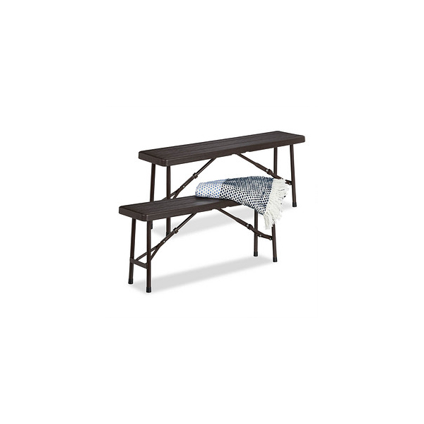 4052025357412 - Relaxdays Bierbank 2er Set faltbar für Terrasse & Garten Holzoptik Kunststoff Campingbank HBT 42x100x25 cm braun 4052025357412 - Relaxdays Bierbank 2er Set faltbar für Terrasse & Garten Holzoptik Kunststoff Campingbank HBT 42x100x25 cm braun