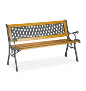 relaxdays Gartenbank 10036069_0 hellbraun/schwarz Metall 125,0 cm