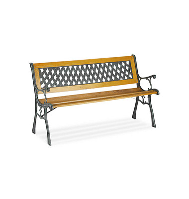 relaxdays Gartenbank 10036069_0 hellbraun/schwarz Metall 125,0 cm