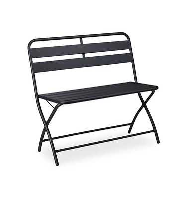 relaxdays Gartenbank 10036106_0 dunkelgrau Metall 90,0 cm