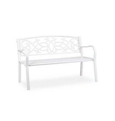 relaxdays Gartenbank 10036721_0 weiß Metall 124,5 cm