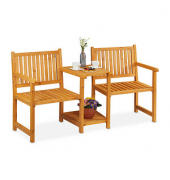 relaxdays Gartenbank 10038647_0 hellbraun Holz 161,0 cm