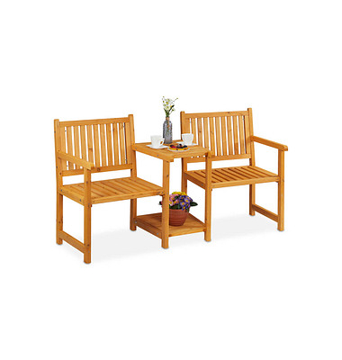 relaxdays Gartenbank 10038647_0 hellbraun Holz 161,0 cm