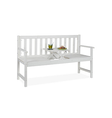 relaxdays Gartenbank 10038652_0 weiß Holz 152,0 cm