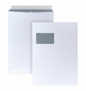 Versandtasche, mit Fenster, haftklebend, C4, 90 gm², Papier, weiß