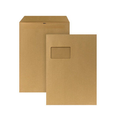 Versandtaschen Posthorn 05270336, C4, mit Fenster, selbstklebend, 90g, braun