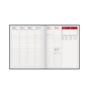 Buchkalender 7024074905, Manager, schwarz, 1 Woche / 2 Seiten, 20,5x26cm, 2027