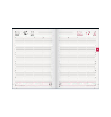 Buchkalender 7027513905, Conform, schwarz, 1 Tag / 1 Seite, 21x29,7cm (A4), 2025