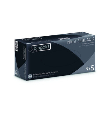 Einweghandschuhe 35Black, Nitril, lebensmittelecht, schwarz, Größe 7 / S,