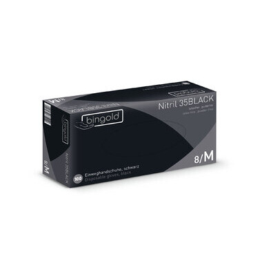 Einweghandschuhe 35Black, Nitril, lebensmittelecht, schwarz, Größe 8 / M,