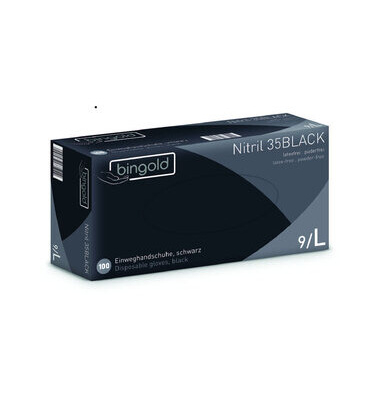 Einweghandschuhe Nitril 35BLACK, Nitril, lebensmittelecht, schwarz, Gr&ouml;&szlig;e 9 / L,