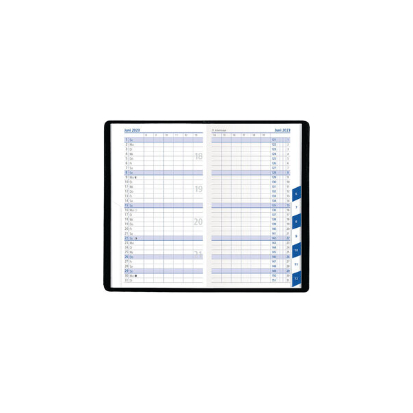 Zettler Taschenkalender 530-1020, Register, schwarz, 1 Monat / 2 Seiten, 9,5x16cm (A6), 2026 4069095012325 Zettler