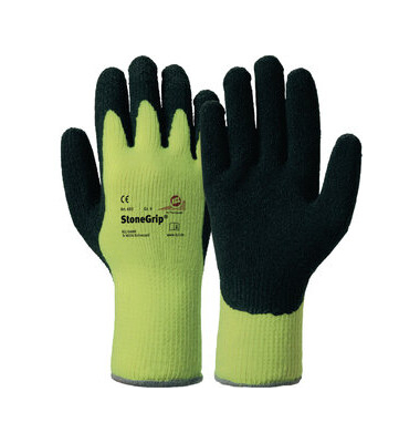 Handschuh KCL StoneGrip, Acryl, Größe: 9, neongelb/schwarz